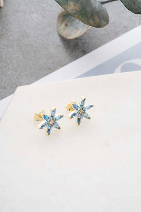 Heliophilia Silver Pendientes de Plata de Ley con Recubrimiento de Oro